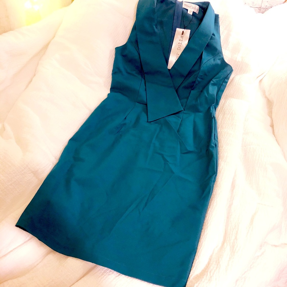 NWT Paper Dolls teal knee length dress, sz US 8